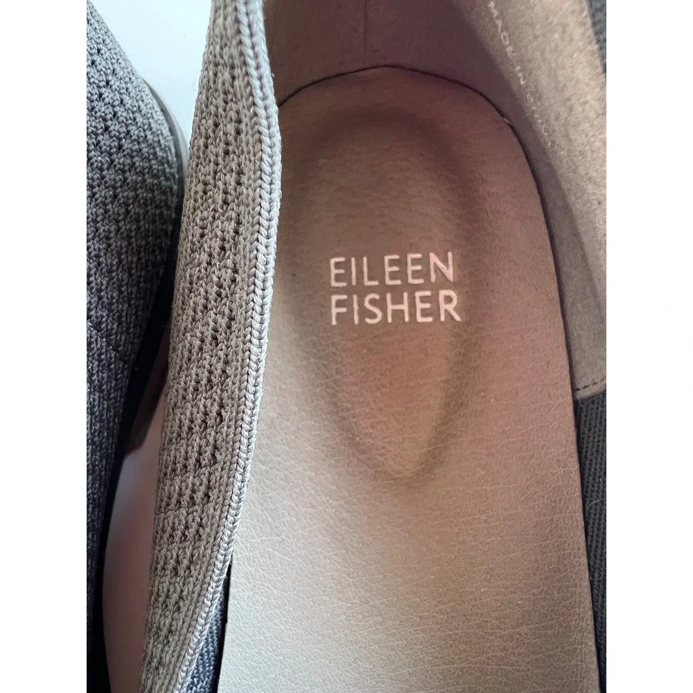 Eileen Fisher Womens Gray Knit Slip On Loafers Flats‎ Shoes Size 8